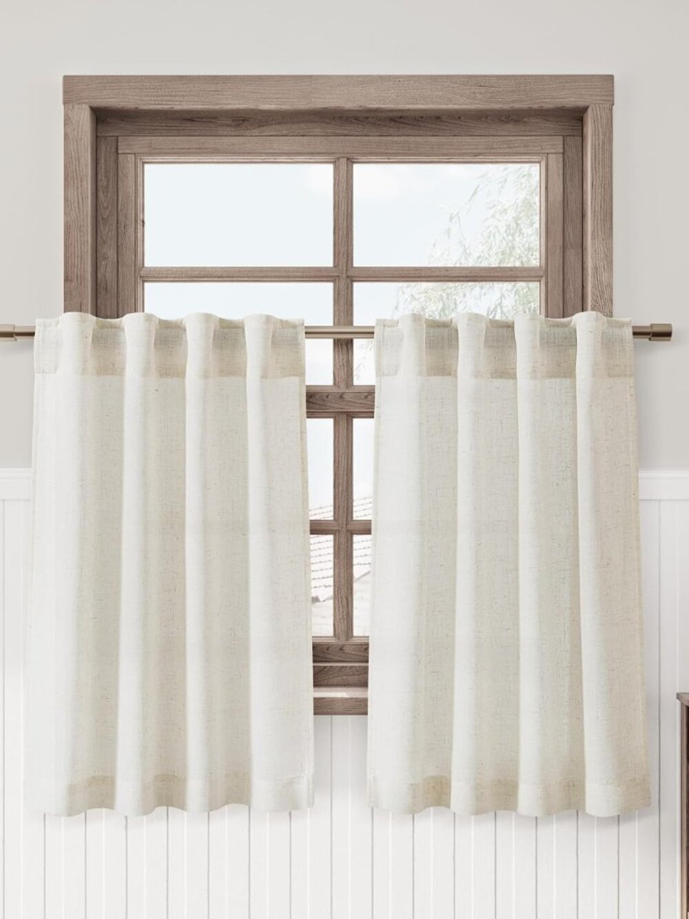 36 inch Length Kitchen Curtains Linen Blend Back Tab Privacy Light Filtering Bat